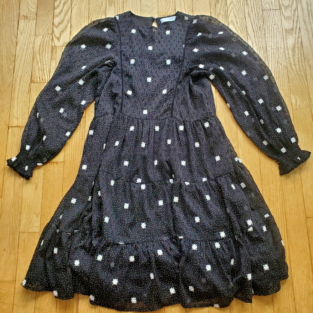 Zara Girls • Swiss Dot Embroidered Dress • Size 13/14